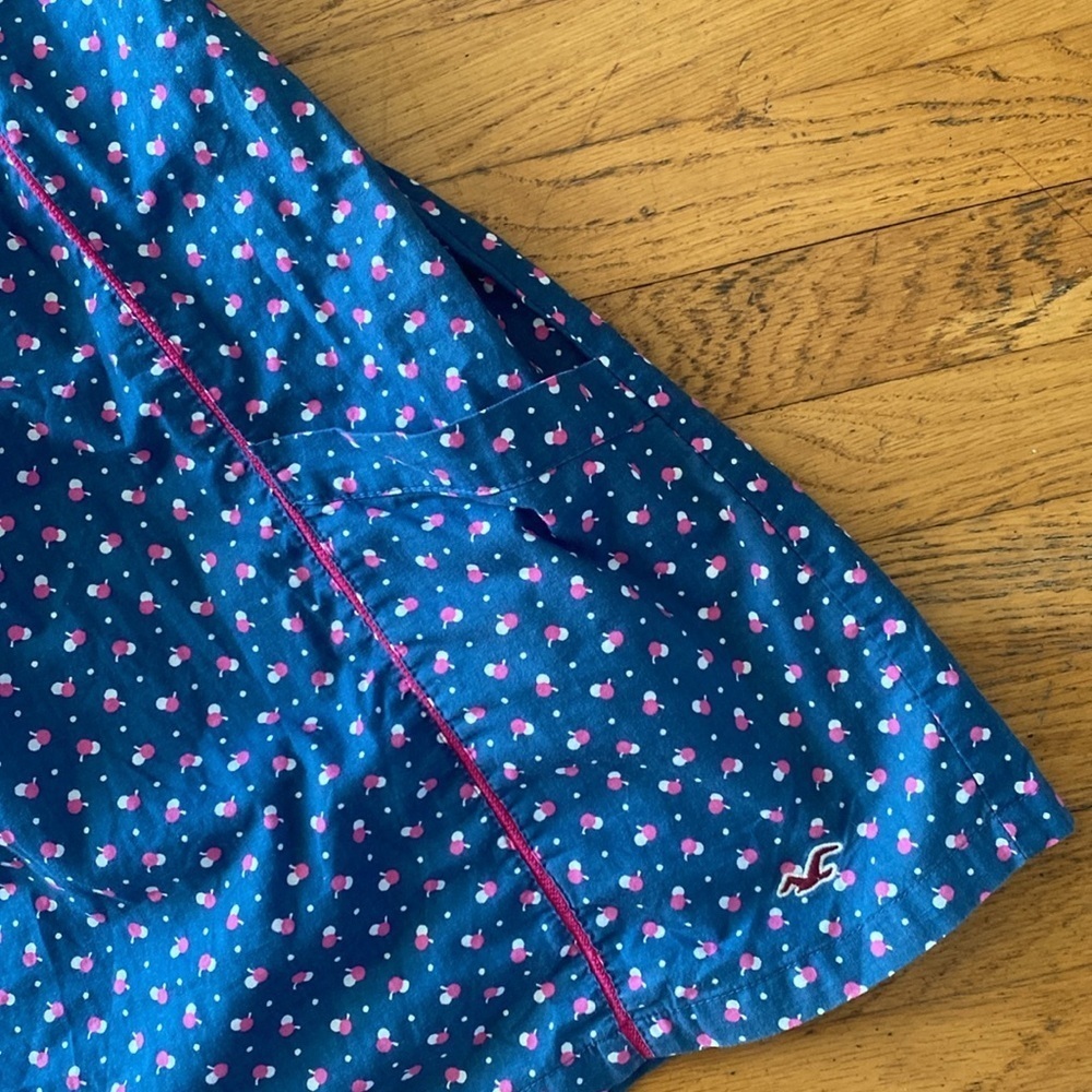 Hollister Navy Blue Pink White Polka Dot Mini Racerback Dress Size Medium - Picture 6 of 11